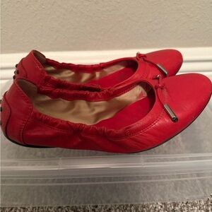Tod's Red Leather Ballet Flats